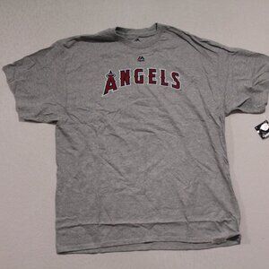 Majestic Men Gray Anaheim Angels Short Sleeve MLB Size 2XL